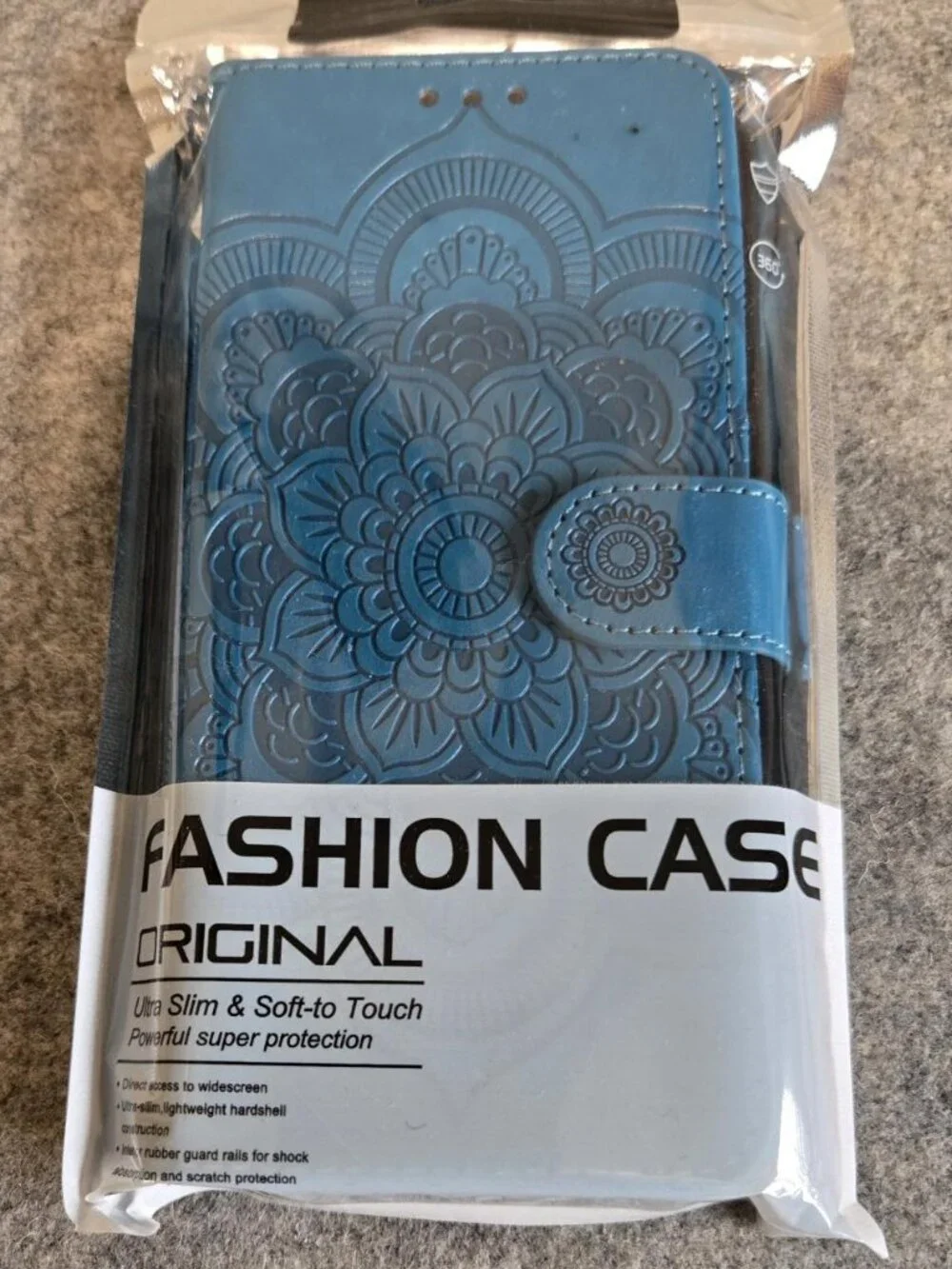 Embossed Mandala Wallet Phone Case Turquoise Blue IPhone 13, Samsung Galaxy S21